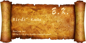 Biró Kada névjegykártya